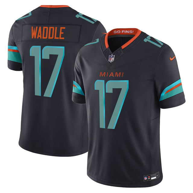 Men's Miami Dolphins 2025 Rivalries Vapor Limited Jersey - All Stitched - Dark Waters - Jaylen Waddle — view 1