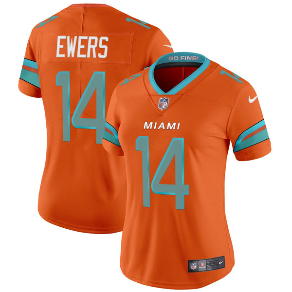 Women's Miami Dolphins 2025 Rivalries Vapor Limited Jersey - All Stitched - Orange - Quinn Ewers — view 1