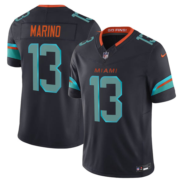 Men's Miami Dolphins 2025 Rivalries Vapor Limited Jersey - All Stitched - Dark Waters - Dan Marino — view 1