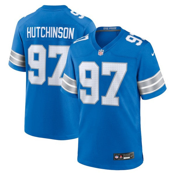 Aidan Hutchinson #97 Detroit Lions Blue Jersey - All Stitched - Aidan Hutchinson — view 1