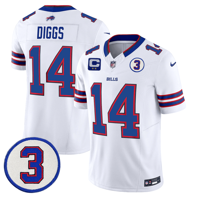 Men's Buffalo Bills Damar Honoring Patch Vapor Limited Jersey - All Stitched - White - Stefon Diggs — view 1