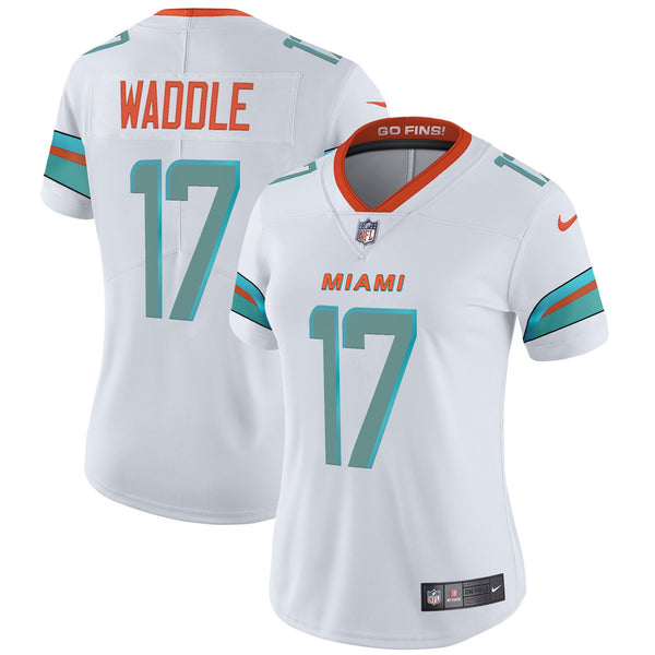 Women's Miami Dolphins 2025 Rivalries Vapor Limited Jersey - All Stitched - White - Jaylen Waddle — view 1