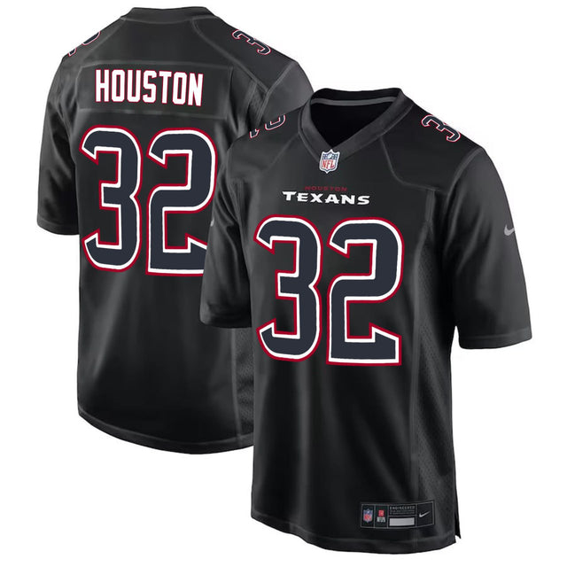 #32 Houston Texans Fashion Game Black Jersey - All Stitched - Black — view 1