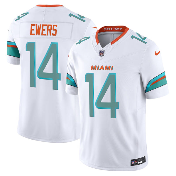 Men's Miami Dolphins 2025 Rivalries Vapor Limited Jersey - All Stitched - White - Quinn Ewers — view 1
