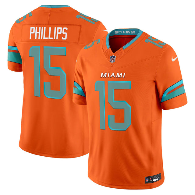 Men's Miami Dolphins 2025 Rivalries Vapor Limited Jersey - All Stitched - Orange - Jaelan Phillips — view 1
