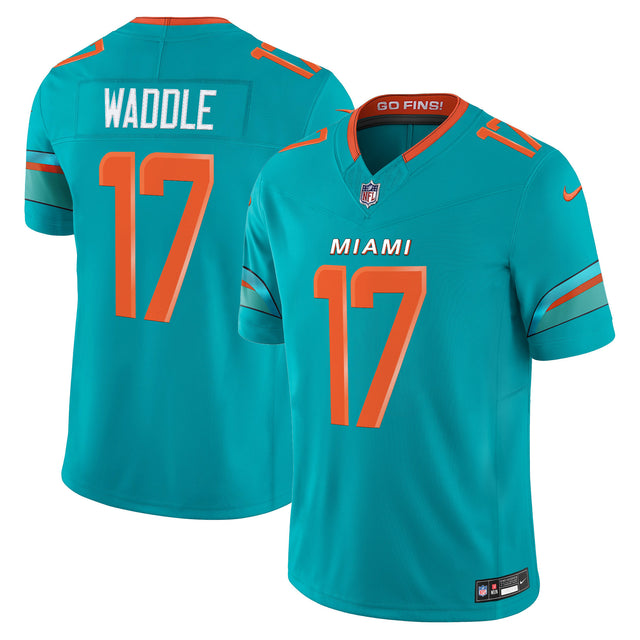 Men's Miami Dolphins 2025 Rivalries Vapor Limited Jersey - All Stitched - Aqua - Jaylen Waddle — view 1