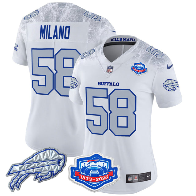 Women's Buffalo Bills 2025 Rivalries Vapor Limited Jersey - Farewell Season Patch - All Stitched - Cold Front - Matt Milano — view 1