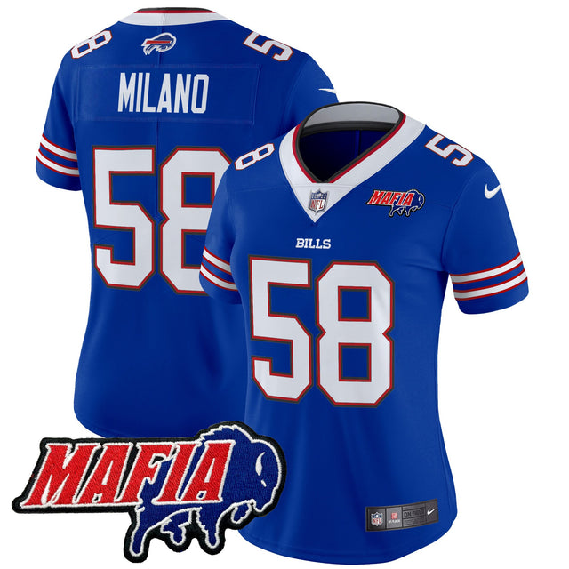 Women's Buffalo Bills 2025 Bills Mafia Patch Vapor Limited Jersey - All Stitched - Royal - Matt Milano — view 1