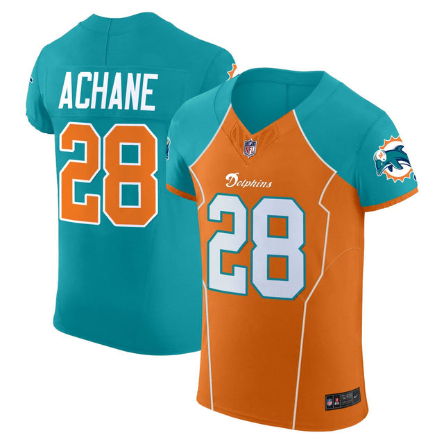 Achane #28 Miami Dolphins Orange Jersey - All Stitched — view 1