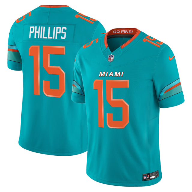 Men's Miami Dolphins 2025 Rivalries Vapor Limited Jersey - All Stitched - Aqua - Jaelan Phillips — view 1