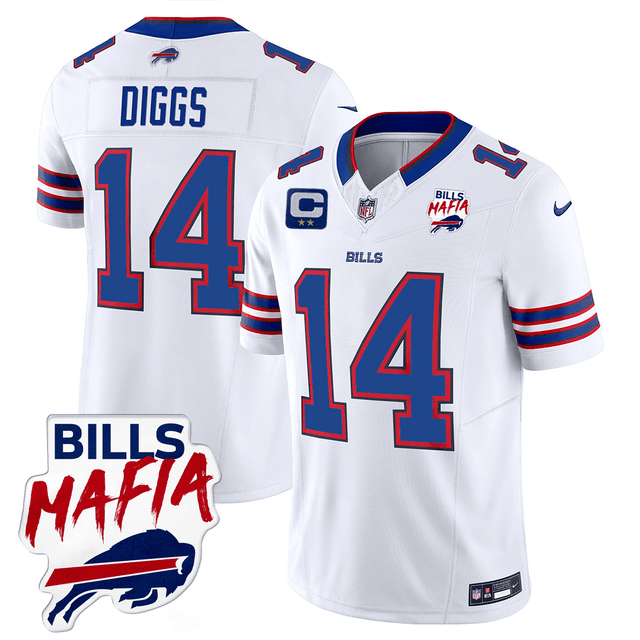 Men’s Buffalo Bills Bills Mafia Patch Limited Jersey - All Stitched - White - Stefon Diggs — view 1
