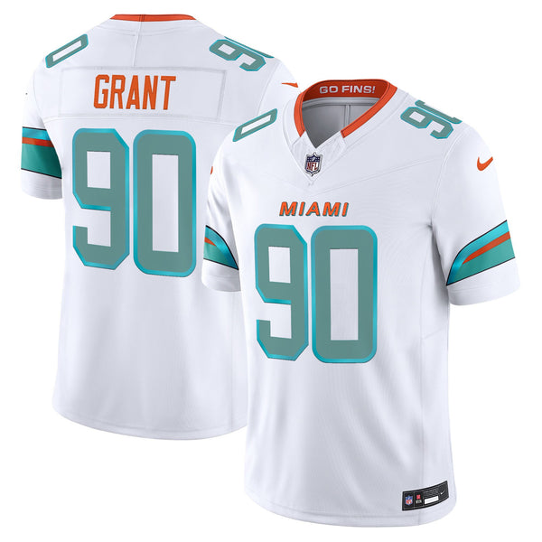 Men's Miami Dolphins 2025 Rivalries Vapor Limited Jersey - All Stitched - White - Kenneth Grant — view 1