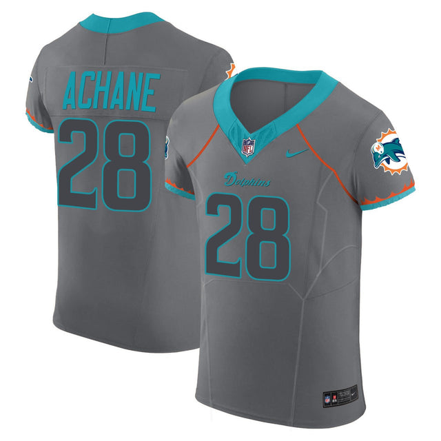 Achane #28 Miami Dolphins Gray Jersey - All Stitched — view 1