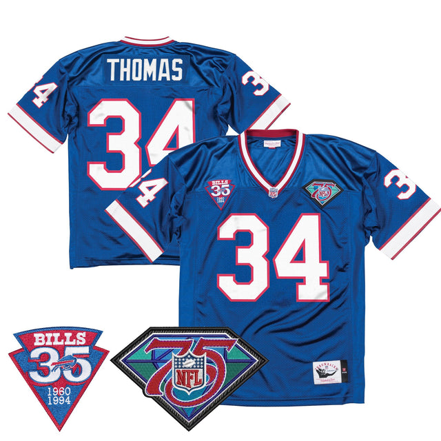 Men's Buffalo Bills Throwback Player Jersey - All Stitched - Royal - Thurman Thomas — view 1