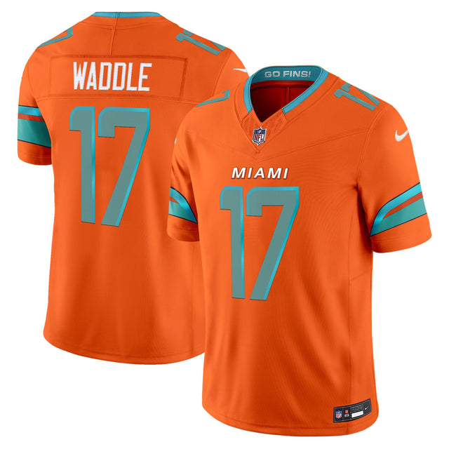 Men's Miami Dolphins 2025 Rivalries Vapor Limited Jersey - All Stitched - Orange - Jaylen Waddle — view 1