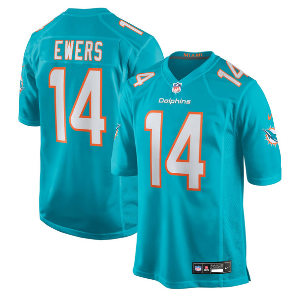Quinn Ewers #14 Miami Dolphins Aqua Game Jersey - All Stitched - Quinn Ewers — view 1