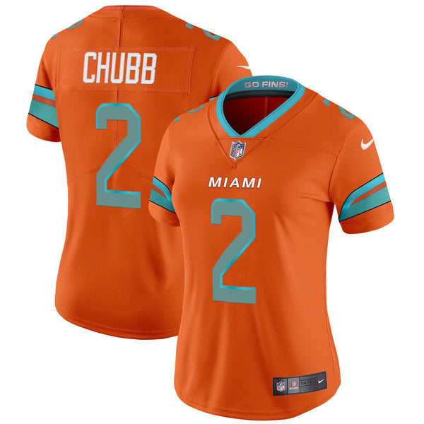 Women's Miami Dolphins 2025 Rivalries Vapor Limited Jersey - All Stitched - Orange - Bradley Chubb — view 1