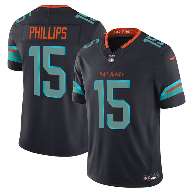 Men's Miami Dolphins 2025 Rivalries Vapor Limited Jersey - All Stitched - Dark Waters - Jaelan Phillips — view 1