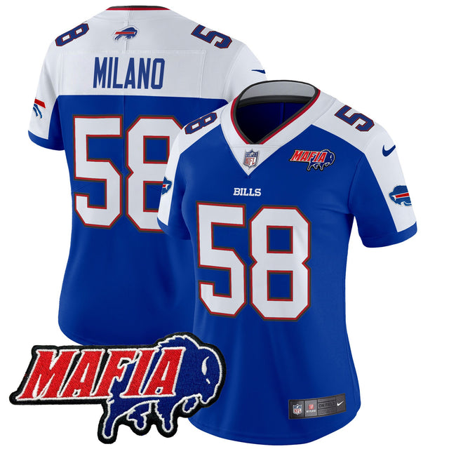 Women's Buffalo Bills 2025 Bills Mafia Patch Vapor Limited Jersey - All Stitched - Royal Alternate - Matt Milano — view 1